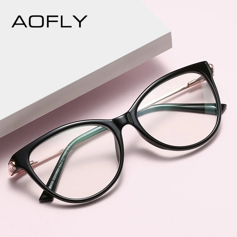 

Очки AOFLY «кошачий глаз» с защитой от сисветильник, женские гибкие оптические очки для чтения, мужские прозрачные очки в оправе, UV400