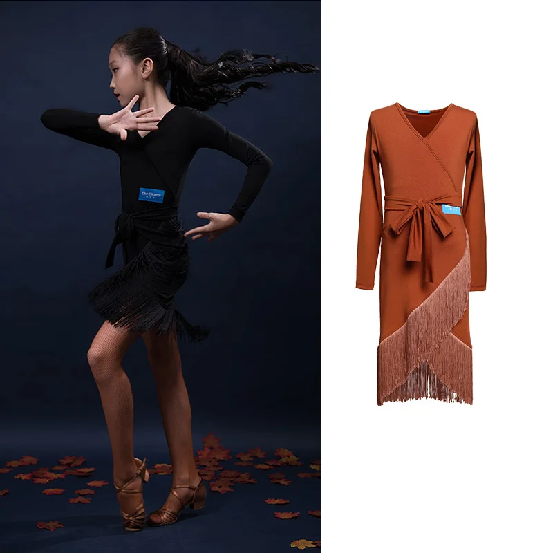 

Детское платье для латиноамериканских танцев, с кисточками