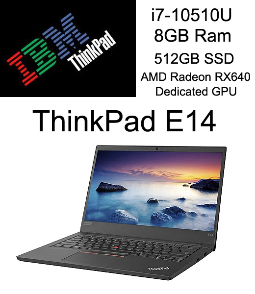 2020 lenovo ThinkPad E14 бизнес ноутбук с i7 10510U процессором 8 ГБ ОЗУ 512 SSD памяти AMD выделенный