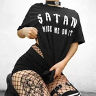 Футболка Satan Made Me Do It с алфавитом в стиле хип-хоп, панк, готика, Harajuku, повседневная, большой размер, повседневная, модная женская футболка с коротким рукавом, Веселый дьявол