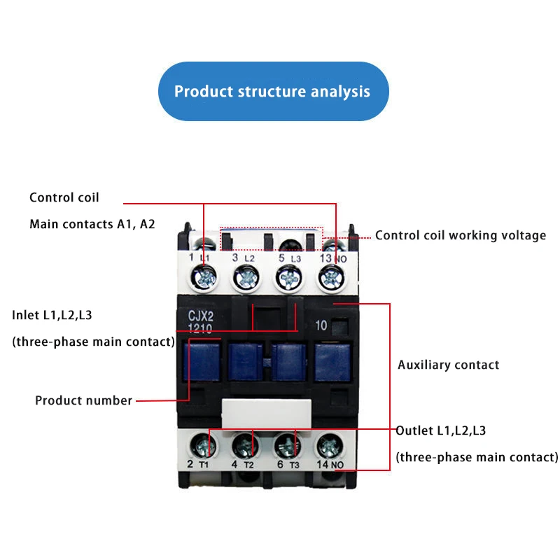 CJX2 1810 LC1 контактор переменного тока 18 А 3 фазный полюсный без катушечного