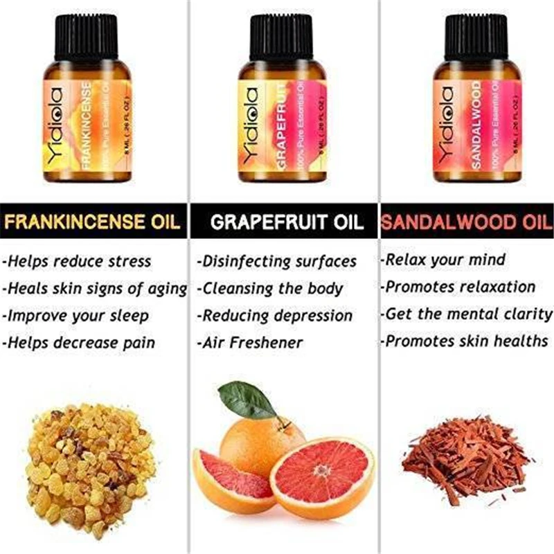 Эфирные масла Yidiola 8 мл для ароматерапии увлажнителя массажа эфирного тела
