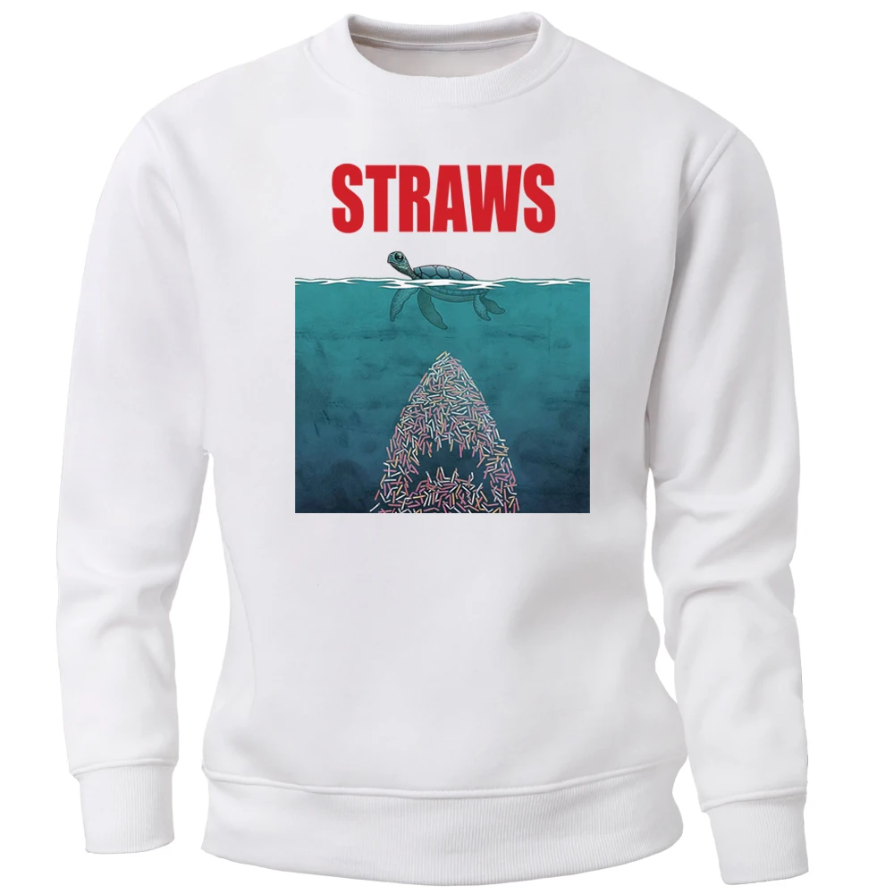 

Straws Hoodies Men Sweatshirts Shark Tortoise Crewneck Sweatshirt Hoodie Hipster Streetwear Jumper Fleece Warm Print Sportswear