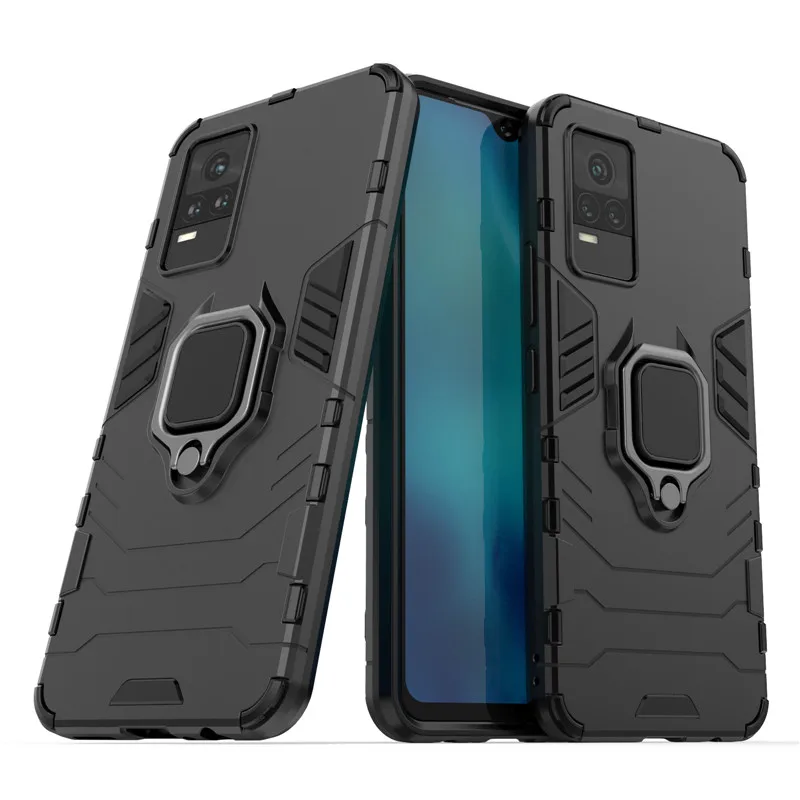 For Vivo V21E Case For Vivo V21E Cover Shockproof Soft Silicone Ring Stand Protective Bumper Phone Case For Vivo V21E V21 Y73