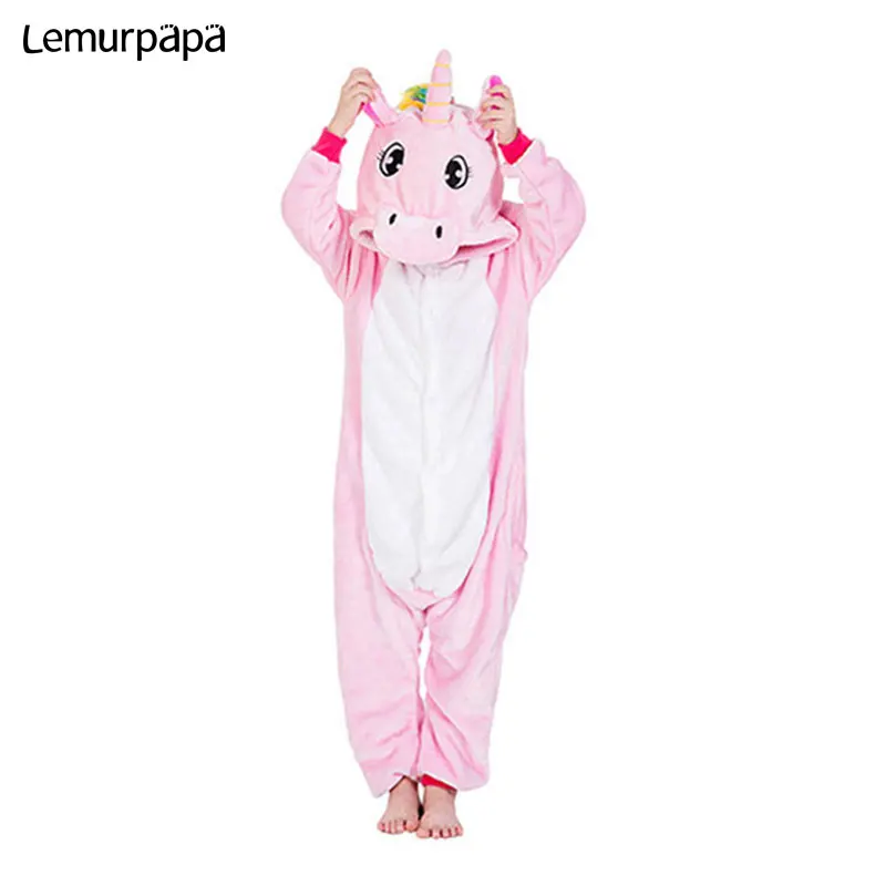 kids Animal Pajama Set Lion Fox Unicorn Kigurumis Zipper Onesie Children Boy Girl Costume Winter Warm Clothing Funny Cute Outfit | Детская