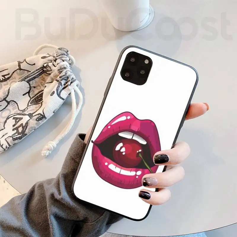 sexy lips black phone case hull for iphone 11 pro 11 pro max x xr xs max 7 8 plus 6s plus 5s 2020 se cover free global shipping