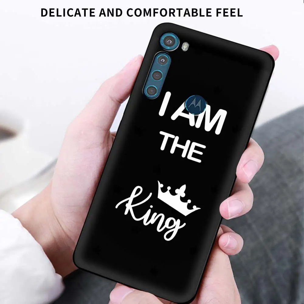 

Phone Case For Motorola One Fusion G9 Play G8 Power Edge Plus E6s G Stylus Black Soft Mobile Cover Golden King Queen