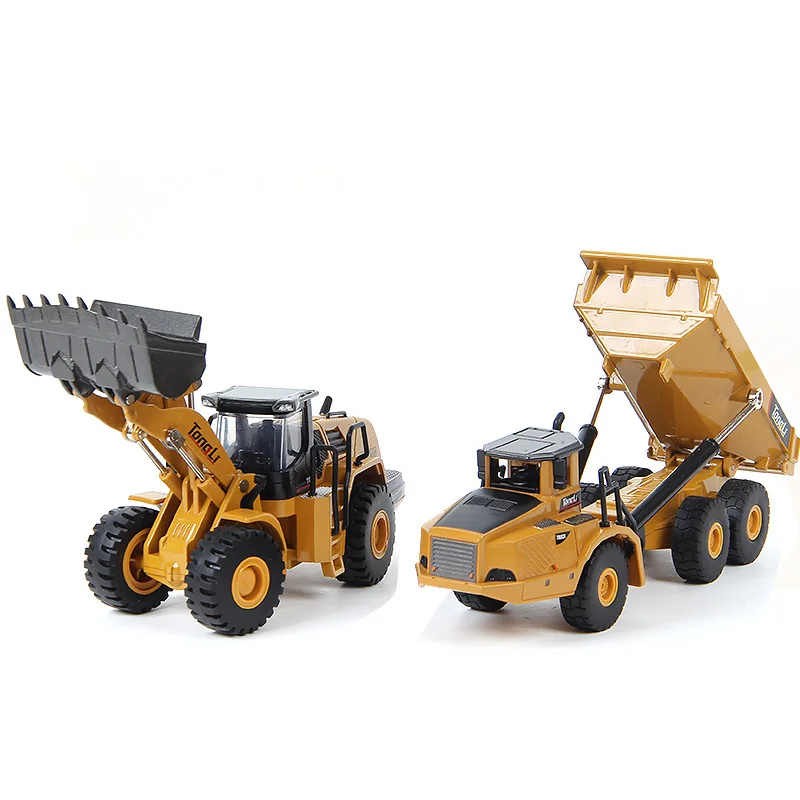 Loader Truck TongLi сплав металлов игрушки 1:50 Масштаб раскопки машина колесный погрузчик грузовик инженерный технический автомобиль набор мальчиков Рождественский подарок - Цвет: Loader Truck