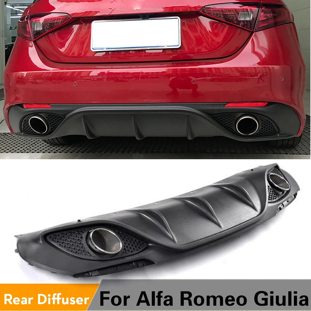 Автомобильная задняя панель из черного полипропилена с выхлопом для Alfa Romeo Giulia