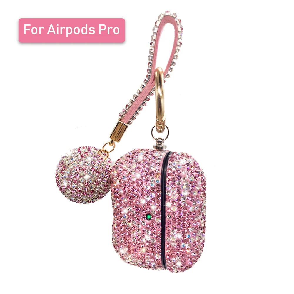 

Wireless Bluetooth Earphones Cases For Apple Airpods 2 Diamond Cover Earphone Accessories Charging Box Protector With Keychain