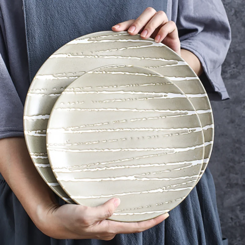 Геометрическая керамическая обеденная тарелка блюдо матовый стейк для западной