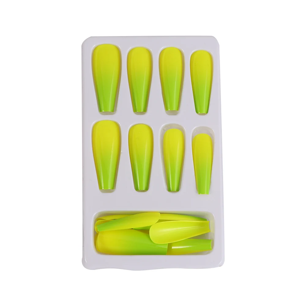 24 шт. накладные гробы с градиентом балерина полностью закрывающие ногти съемные