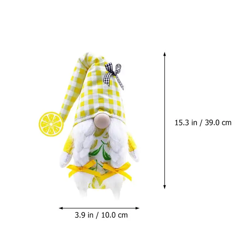 

1pc Lemon Pattern Faceless Doll Gnome Adornment Doll Ornament Plush Gnome Doll