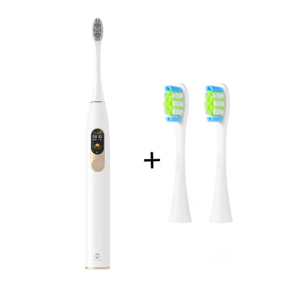 add brush head x2 Xiaomi Mijia Smart Sonic электрическая зубная щетка bluetooth 4,0 умная цветная отбеливающая резинка для сенсорного экрана для домашнего использования - Цвет: add brush head x2