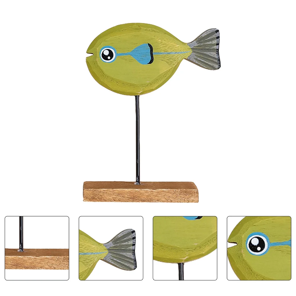 

Christmas Fish Decor Cartoon Christmas Ornament Wooden Fish Desktop Adornment