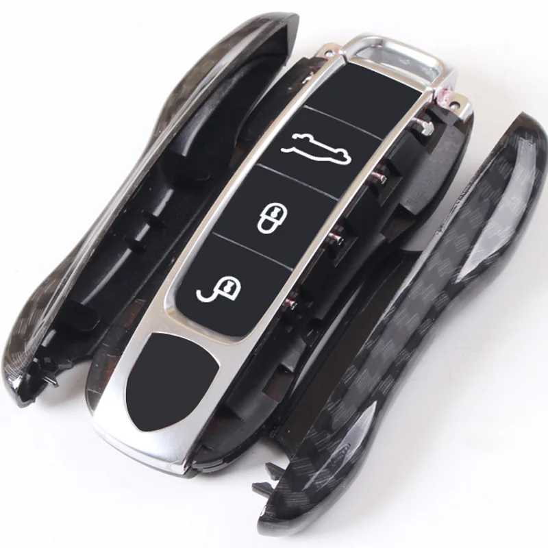 

High Quality Car ABS Carbon Fiber Key Case Cover Chain For Porsche Macan 911 Panamera Cayenne 2018 Replacement Accessories