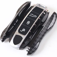 high quality car abs carbon fiber key case cover chain for porsche macan 911 panamera cayenne 2018 replacement accessories