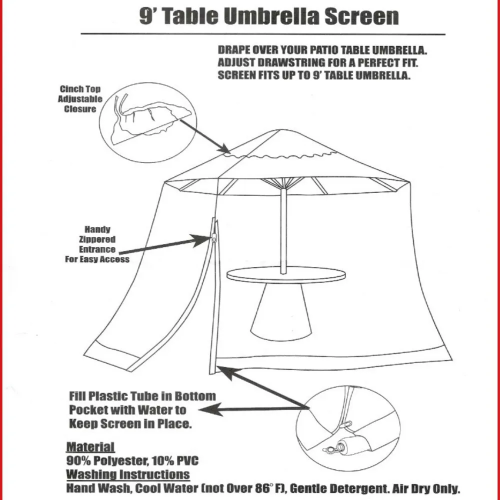 

Outdoor Circular Patio Umbrella Mosquito Netting Mesh Screen with Zipper Patio Tables Picnic Net Cover