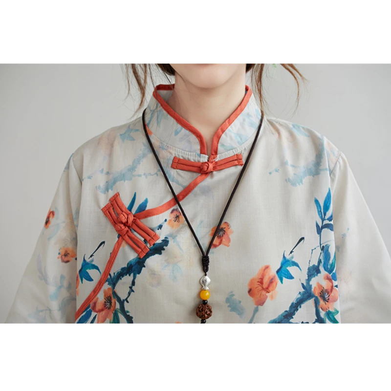 

Women Chinese Traditional Style Tops Cotton Linen Loose Blouses Cheongsam Female Vintage Buckle Hanfu Shirts Tang Suits