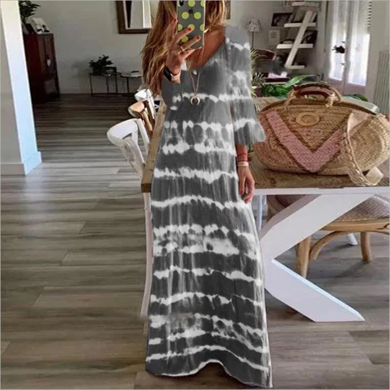 Женское Повседневное платье в стиле пэчворк с v-образным вырезом и длинным