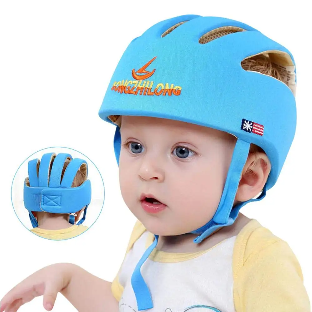 Gorros de seguridad de malla de algod&oacute;n para ni&ntilde;os y ni&ntilde;as, casco protector suave y ajustable para la cabeza, gorras para aprender a caminar-0