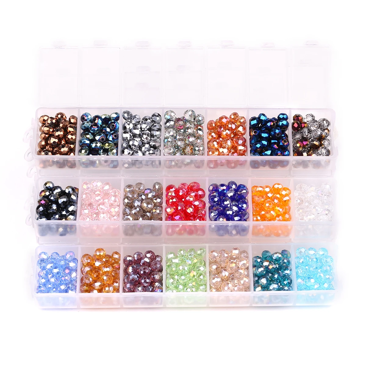 

Box Set 350Pcs Faceted Glass Beads 6mm Rondelle AB Plated Spacer Round Beaded for Diy Making Handmade Bracelet Crystal Necklaces