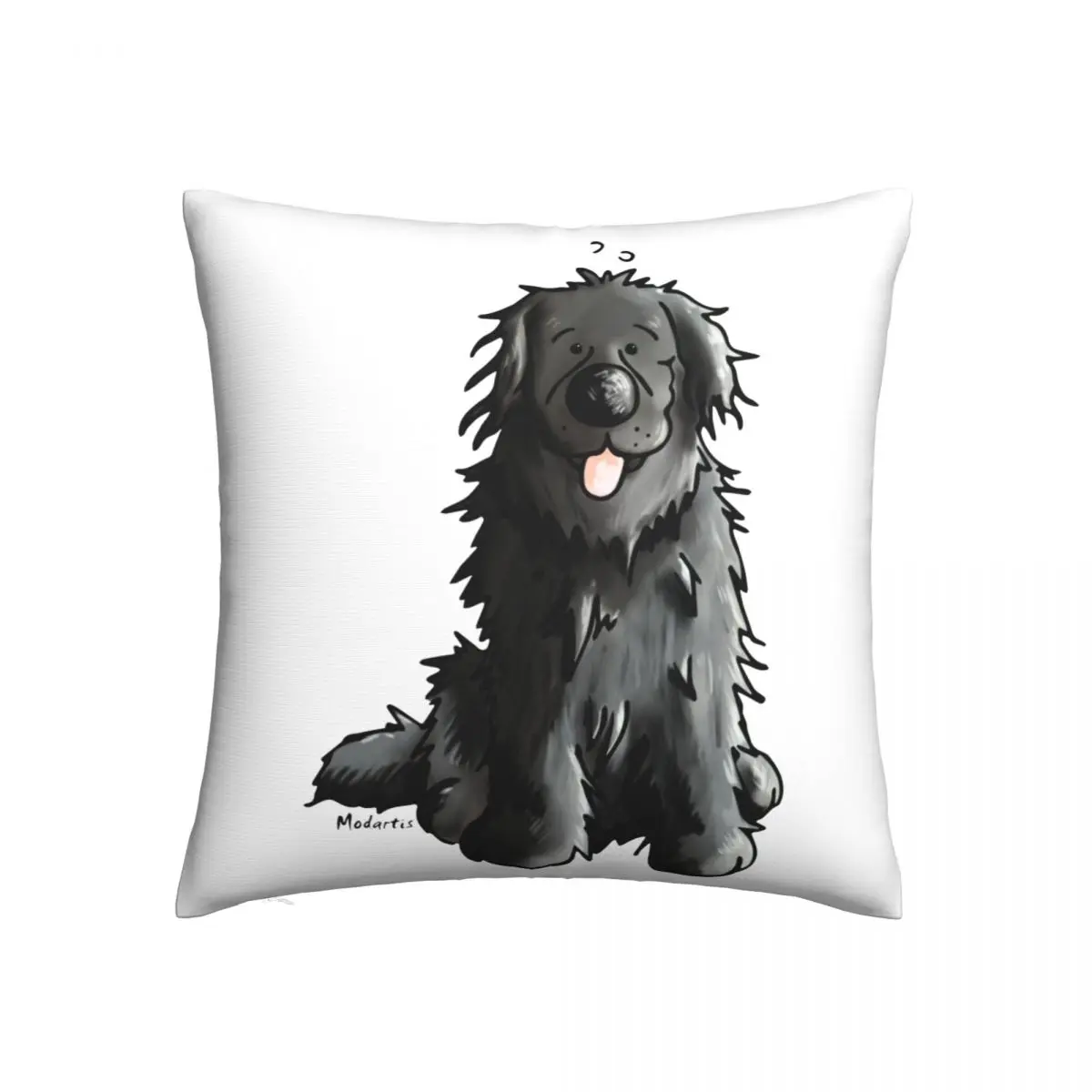 

Newfoundland Dog Pillow Case Black Newfoundland Dog Cartoon Bedroom Zipper Pillowcase Spring Universal Polyester Cover