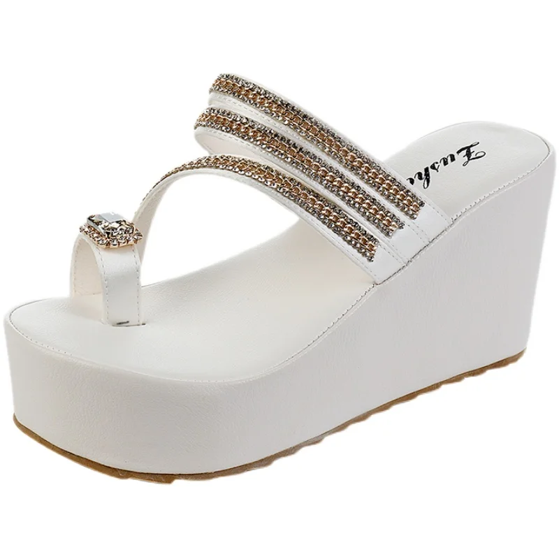 

Shoes Slippers Heels Rubber Flip Flops Slides Slipers Women Fashion Flock Platform On A Wedge Shale Female Beach High Hawaiian 2