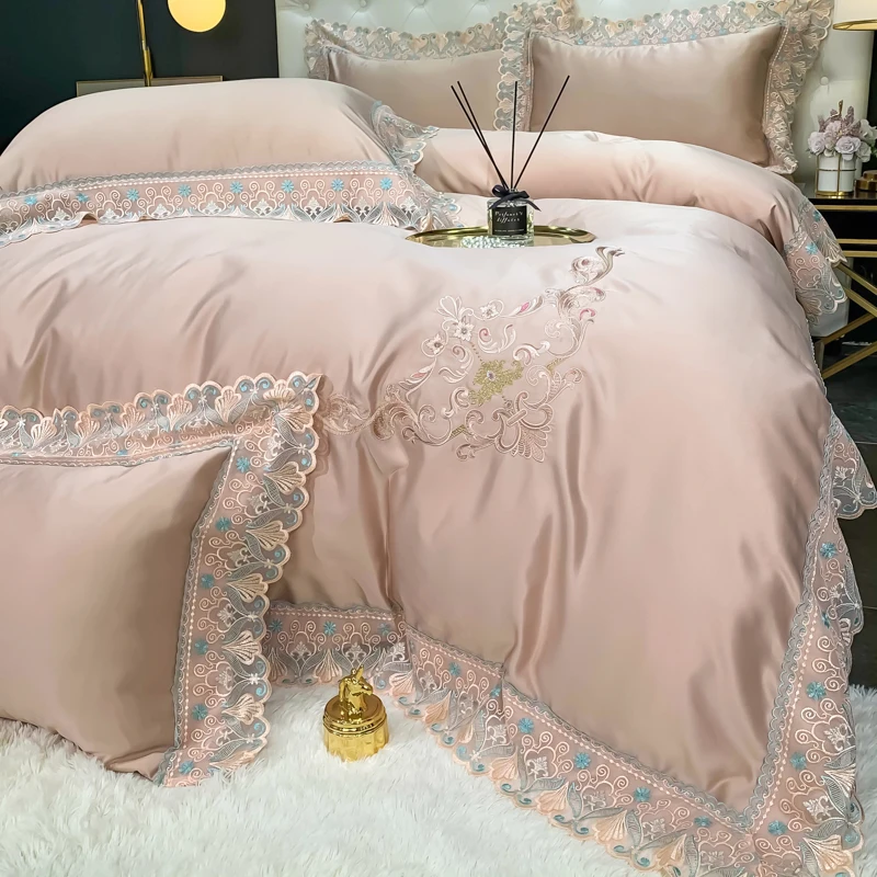 

Europe High-end Cotton Lace Home Bedding Set Embroidery Four Pieces Wedding K9