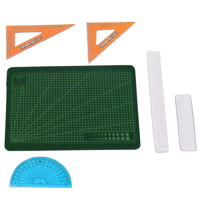 

1Set 1:12 Scale New Dollhouse Miniature Cutting Mat Scissor Ruler Pencil Certificate Accessories