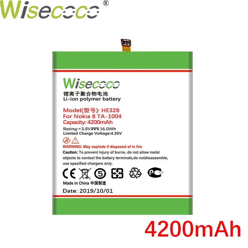Wisecoco HE328 4200 мАч мощный аккумулятор для Nokia 8 TA-1004 N8 H 328 Замена аккумулятора телефона+ номер отслеживания
