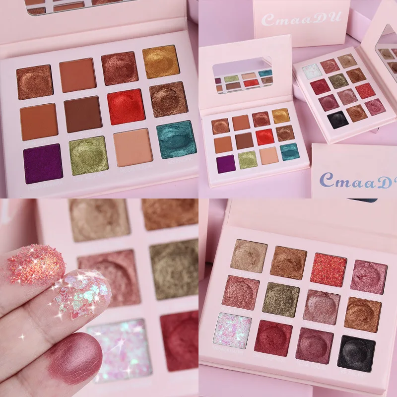 12 цветов пюре блестками пудра wet теней для глаз лоток коричневых тонах кружевные