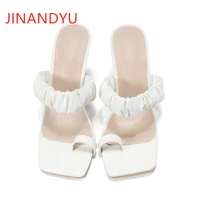 high heels slippers women white sandal fashion sexy woman slipper sandle leather shoes for women stiletto heels sandals size 43