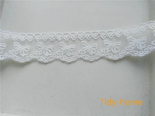 1 ярдов/партия 3 5 см милый белый галстук-бабочка узор хлопковое платье вышитое