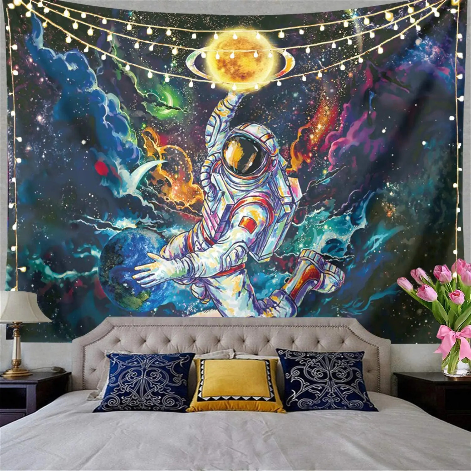 

Astronaut Tapestry Galaxy Space Tapestry Poster Psychedelic Tapestry Cool Spaceman On Fantasy Universe Planets Starry Sky