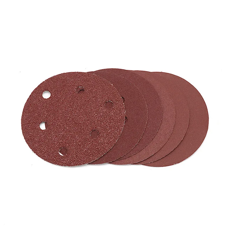 5 дюймов 8 отверстие наждачная бумага кусок красный песок матовый назад бархатный