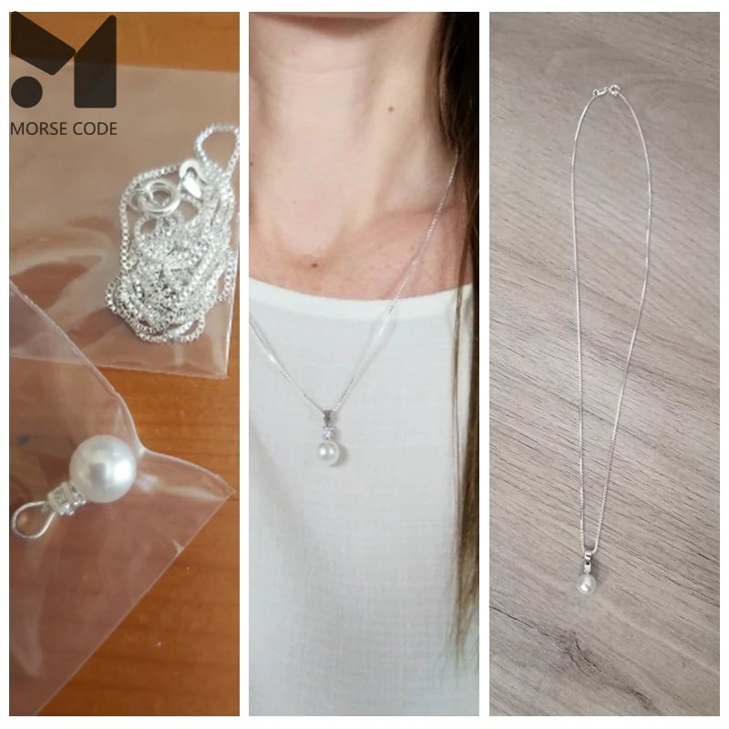 

MC 925 Sterling Silver Necklace With Zircon Pearl Neck Pendants Women Plata Women Chains Choker Removable Diy Clavicle Collar