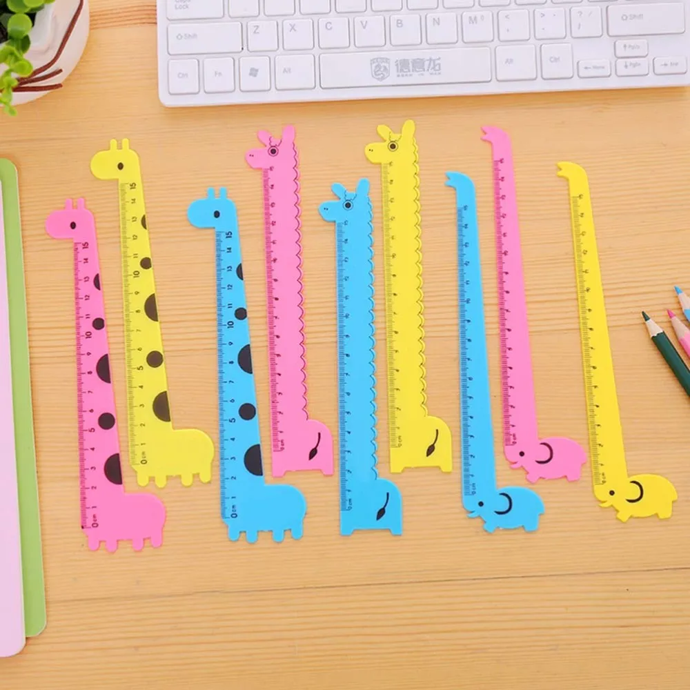 

10pcs 15CM Cartoon Rulers Creative Giraffe Rulers School Students Stationery Kids Measuring Rulers (Random Color, Random