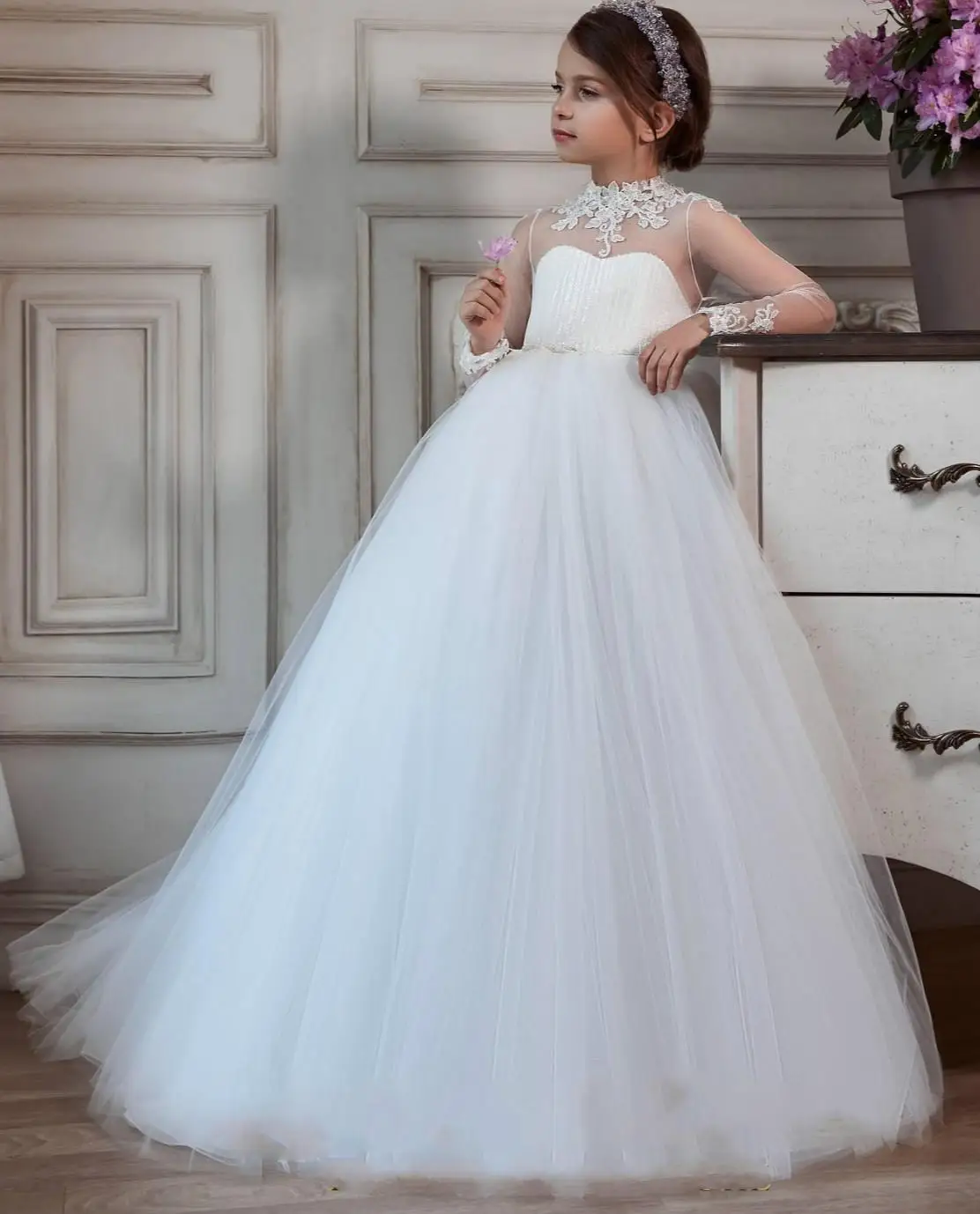 Кружевные дешевые платья для девочек с цветами 2020 бальное платье прозрачным