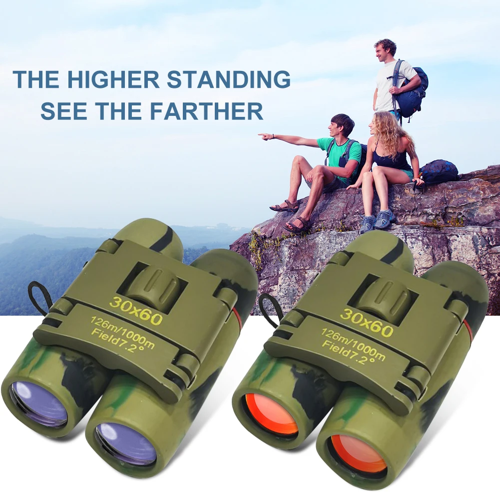 

Pocket Mini Binoculars Camouflage Double Tube Day And Night Vision 30x60 ZOOM Compact Foldable Binoculars for Hiking Hunting
