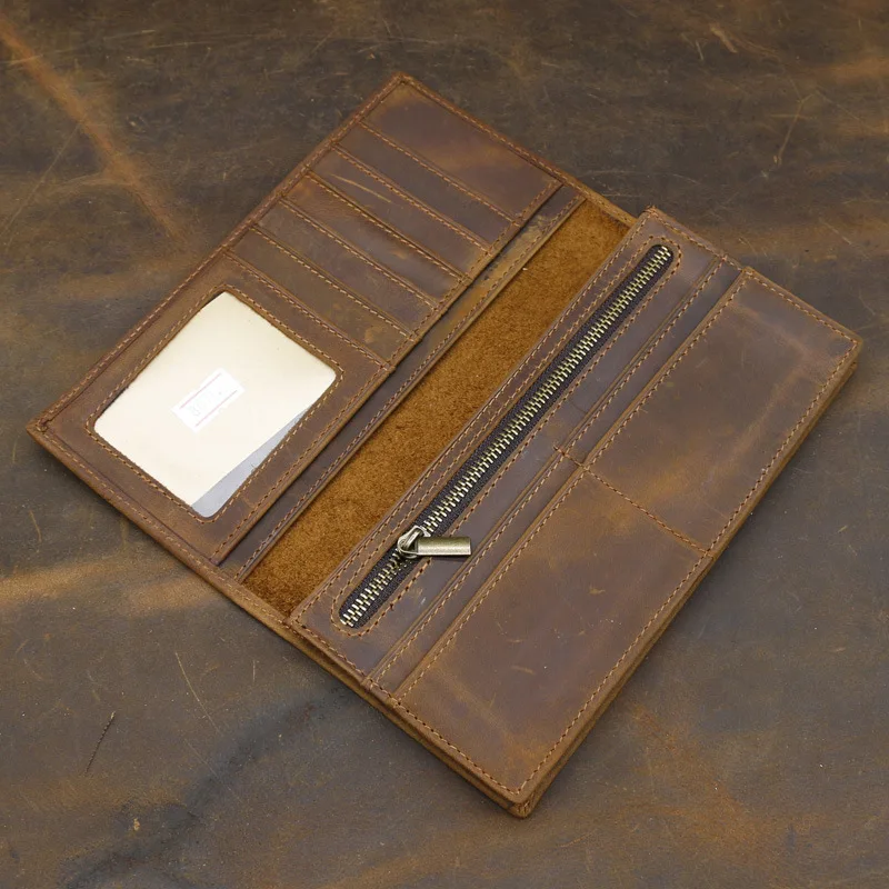 

Leather Wallet Wallet One-piece Bag Women's Large Capacity Long Men ID Holder Multi-functional Credit Card