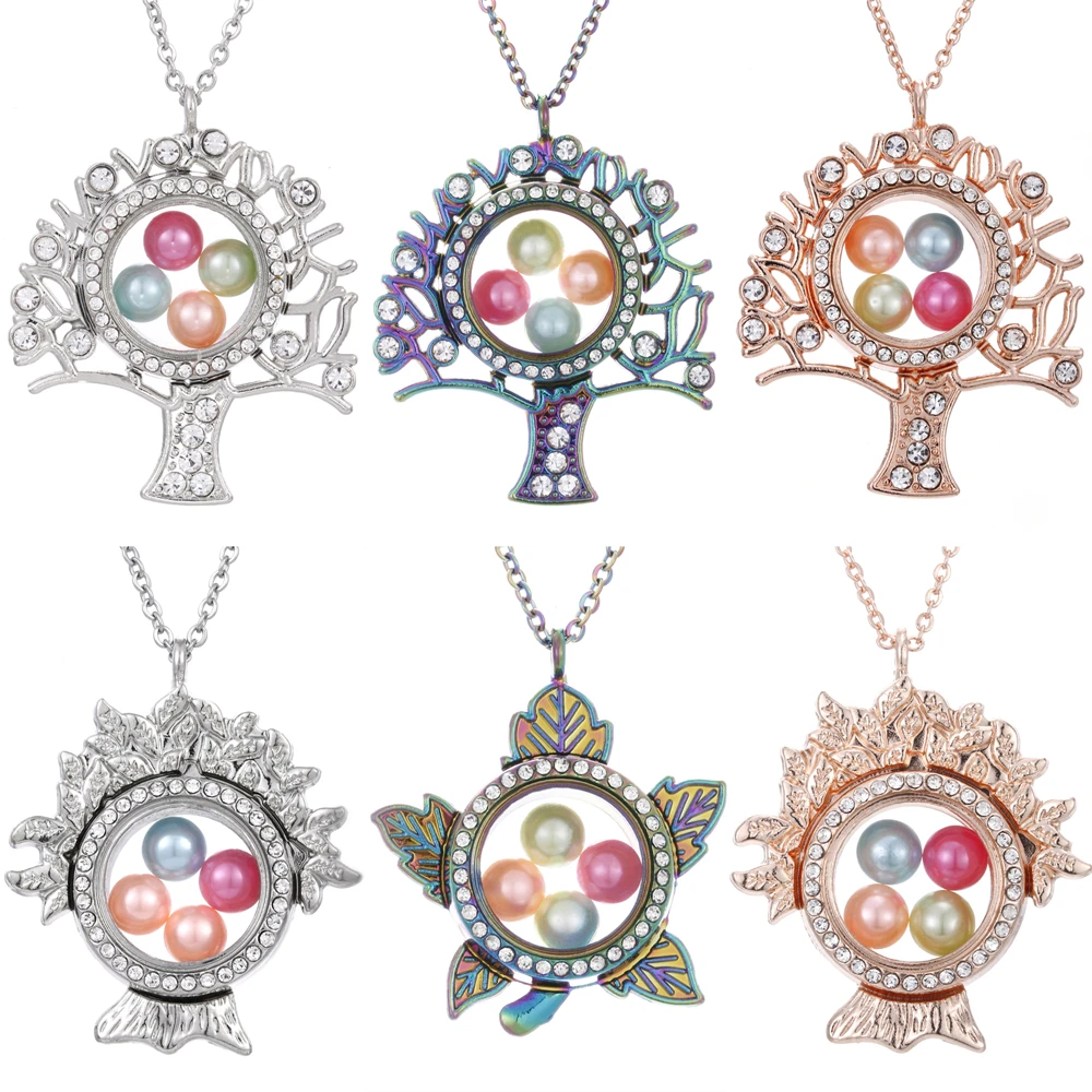 Многоцветная жемчужная клетка Древо жизни с магнитной застежкой стеклянный