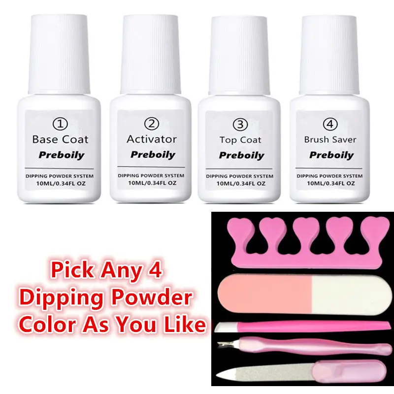leave 4 colors 4 шт./компл. погружения Системы набор для ногтей Nail Art порошок погружения с Dip база активатор вставка из жидкого геля для ногтей Цвет натуральный сухой без лампа для лечения Ногтей - Цвет: leave 4 colors