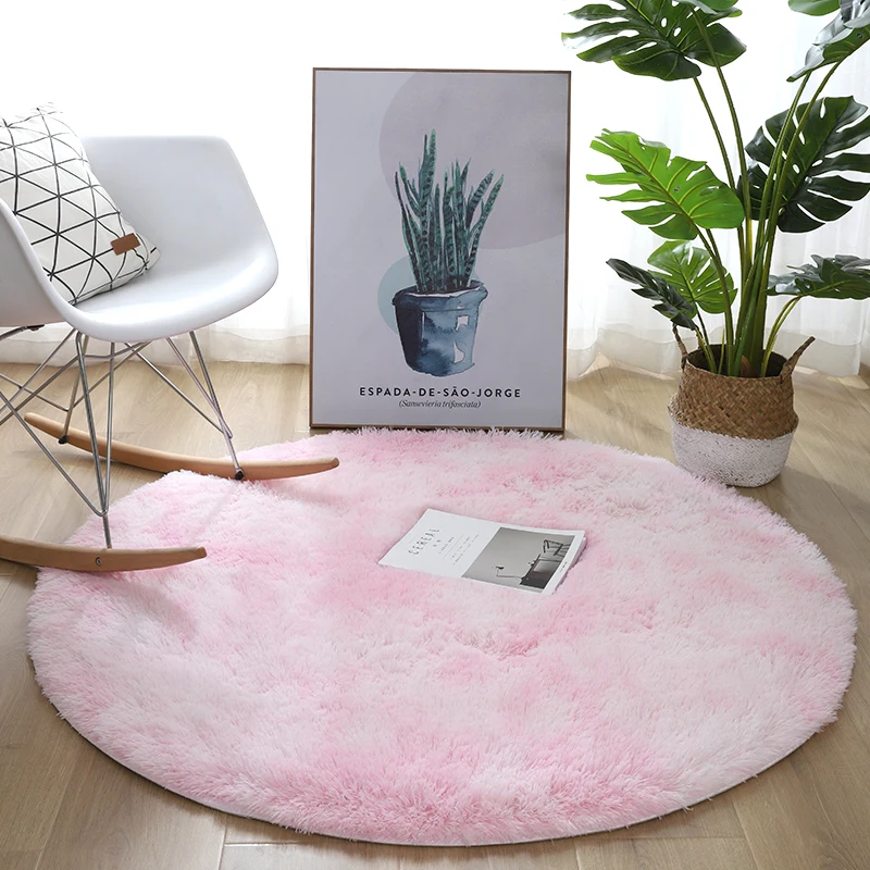 

Durable anti slip pink circular carpet soft and comfortable bedroom net red bedside blanket geometric pattern