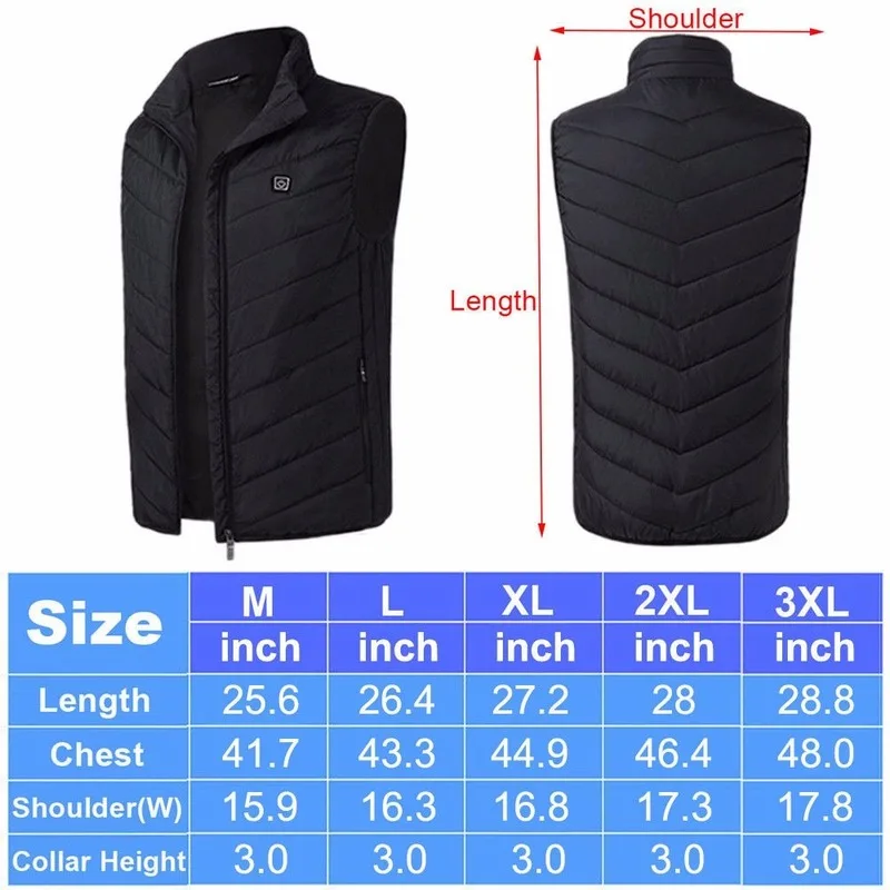 

Safely USB Electric Heated Vest For Man Women WInter Vest Thermal Waistcoat Outdoor Sports Sleeveless Jacket Charging Vest Cloth