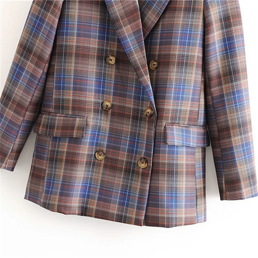 

2020 spring women's new retro hit color grid casual English style pattern high-quality jacket suit YL36R1CN2001