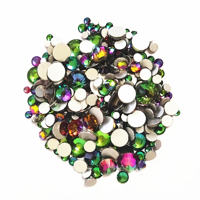Зеленый вулкан Супер Блестящий Кристалл для дизайна ногтей Стразы s Flatback Стекло