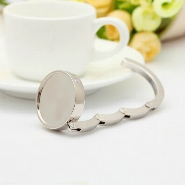 

50pcs Blank DIY Foldable Handbag Hanger Bag Purse Hanger folding Hook Holder for Restaurant shop bar Table