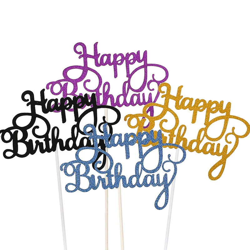 

10/5pcs Happy Birthday Cake Topper Bling Sparkle Decoration Sign Happy Birthday Cake Topper Girl`s Birthday Dessert Decor