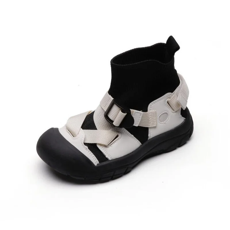 

Children's knitted socks shoes 2021 autumn boys black sneakers girls casual fashion short boots size 27-37